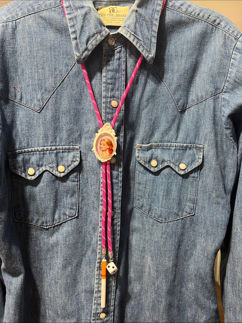 Barbie Pink Cameo bolo with Charms